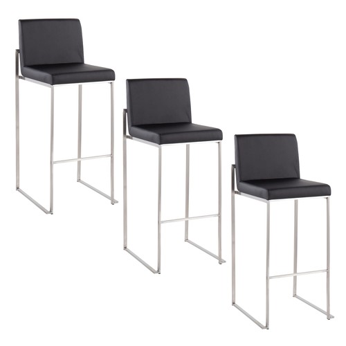 Fuji High Back 30" Fixed-height Barstool - Set Of 3